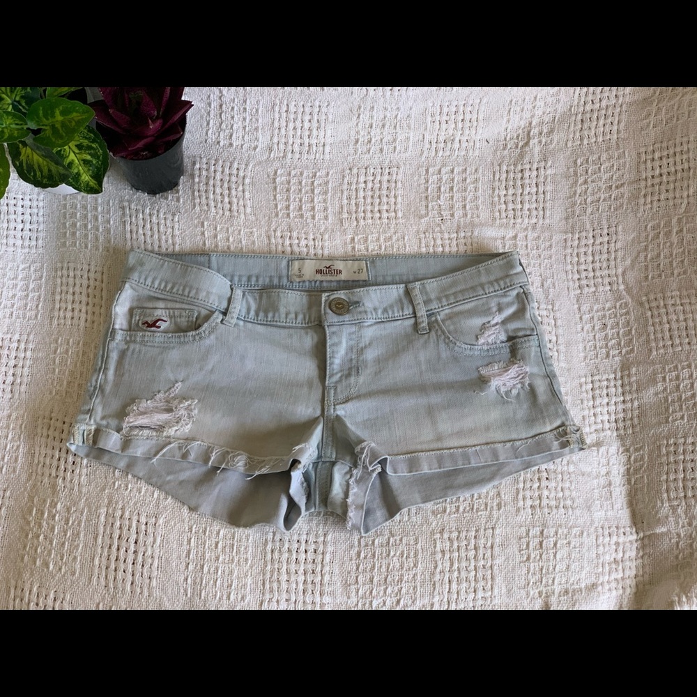 light blue denim cut-offs